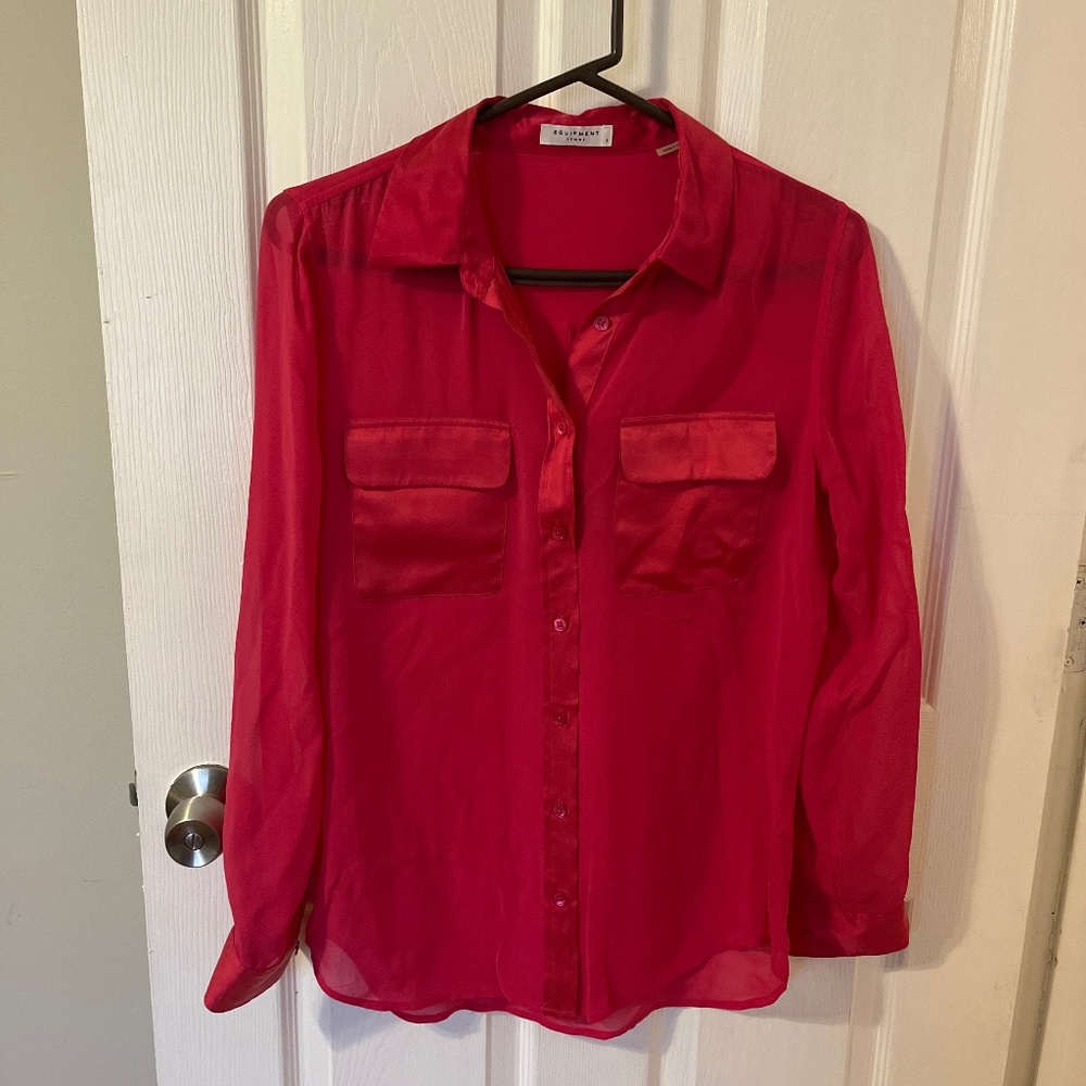 Equipment Silk Top Pink Small